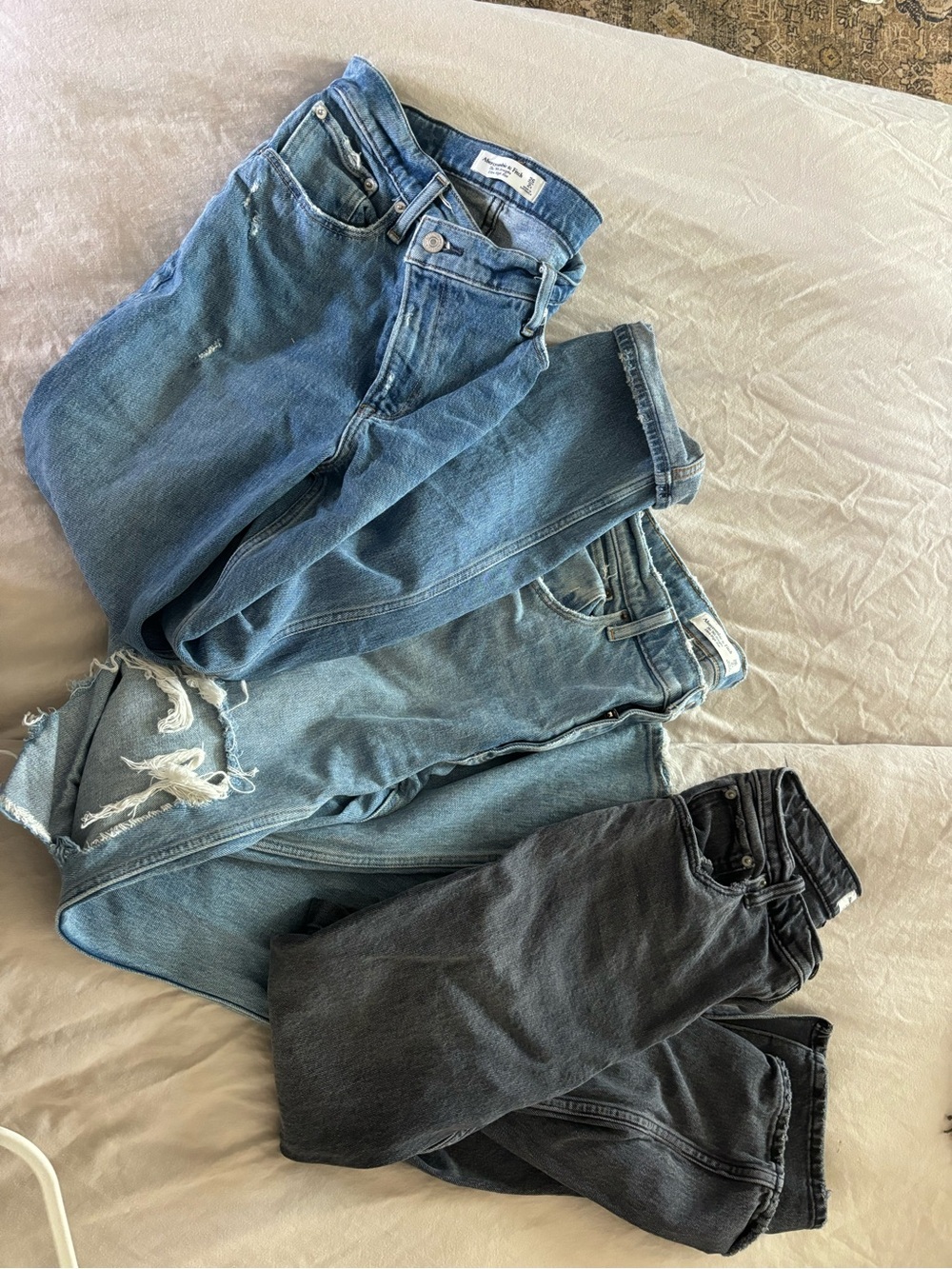 Abercrombie & Fitch Women's Jeans Trio - Light Blue, Medium Blue, Black